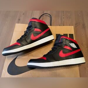 Air Jordan 1 Mid - Black, Summit White, Varsity Red - Size 12
